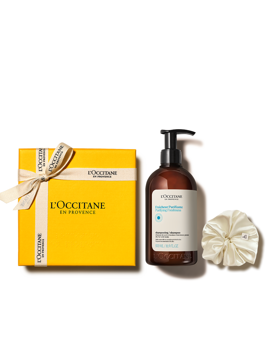 [기프트][두피쿨링] 퓨리파잉 프레시니스 샴푸 500ml 세트(+헤어 스크런치) | L&rsquo;Occitane en Provence
